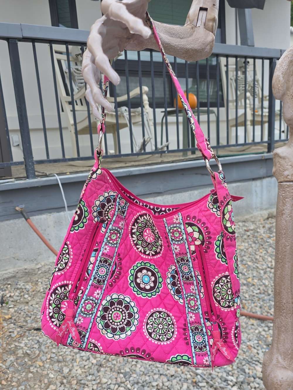 Vera Bradley Hot Pink Quilted Floral Medallion Shoulder Bag